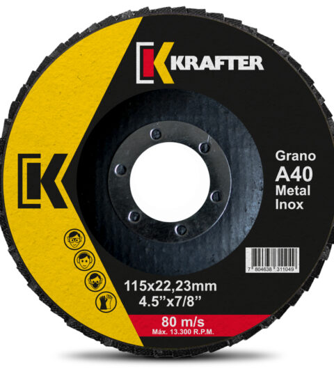 Disco Traslapado Krafter de 4 1/2 Granos 40 60 80 para Inoxidable