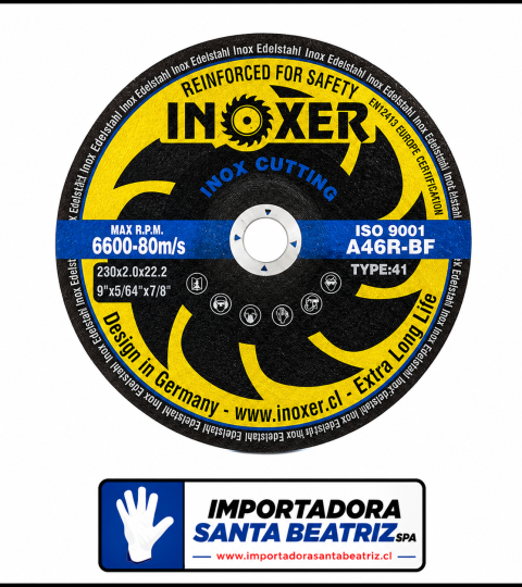 Disco De Corte INOXER® de 9 x 2 mm Inoxidable