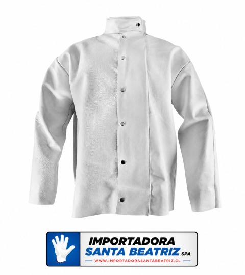 Chaqueta de Cuero Nacional Soldador con Velcro y Broche. Hilo Kevlar