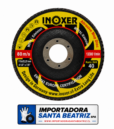Disco Traslapado INOXER® de 4 1/2 Granos 40 60 80 Metal